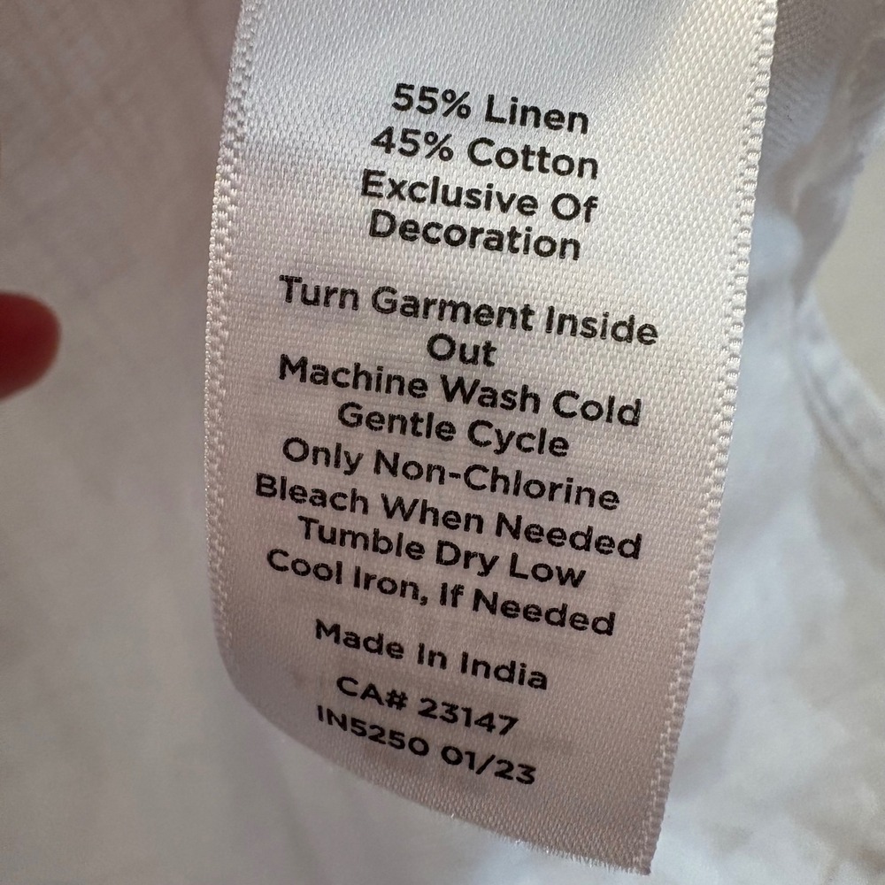 Talbots Women Plus 3X Crochet Trim Linen Top Resort Beachy Short Sleeve Popover - Picture 6 of 11